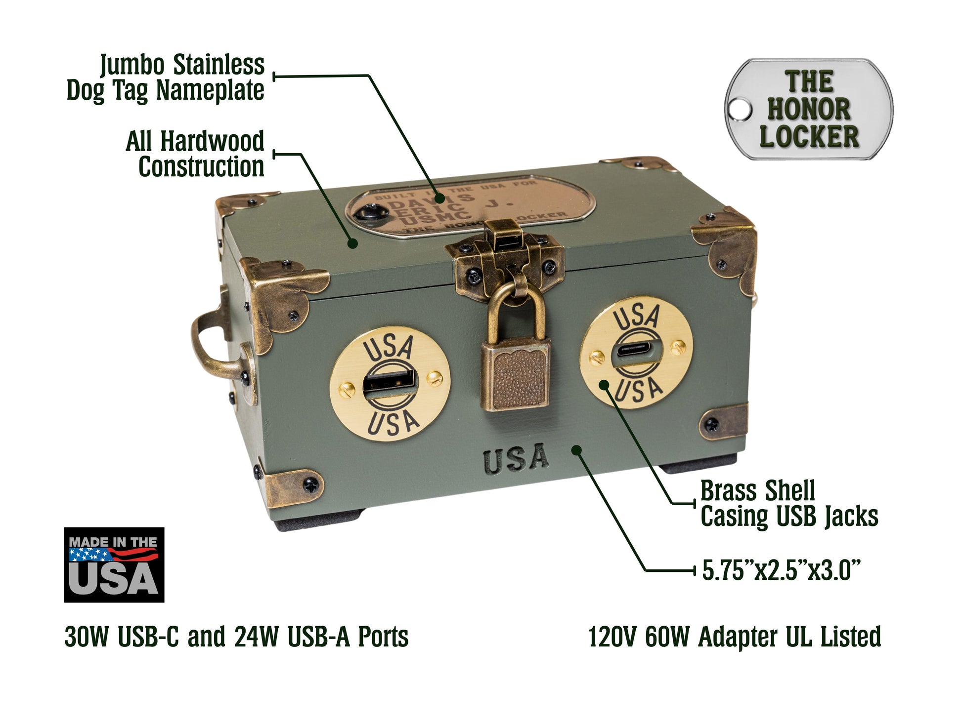 Honor Locker Veteran Gift Phone Charger - Instant Card & Gift Code - Honor Locker