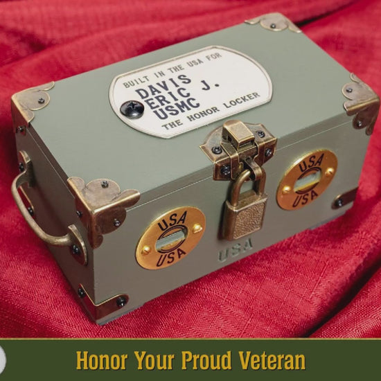 Honor Locker Custom Retired Military Veteran Gift Footlocker Phone Charger -  video of key features