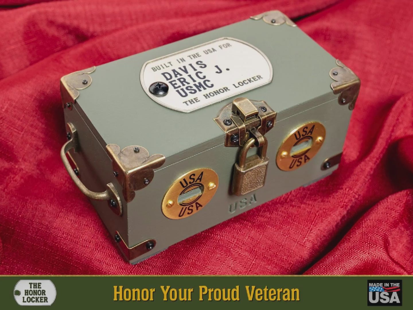 Honor Locker Custom Retired Military Veteran Gift Footlocker Phone Charger -  video of key features